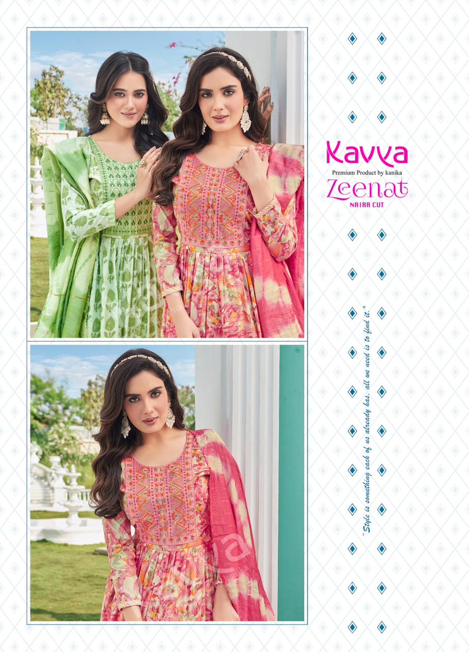 Zeenat Vol 6 By Kavya Foil Printed Kurti With Bottom Dupatta Catalog